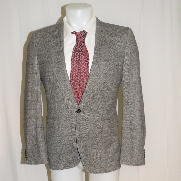 Yves Saint Laurent Rive Gauche Tom Ford Era Gray Plaid Cashmere Blend Blazer 38R - Picture 2 of 13